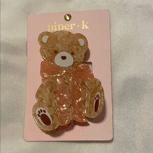Piper Bear Hair Clip in Pink and Tan